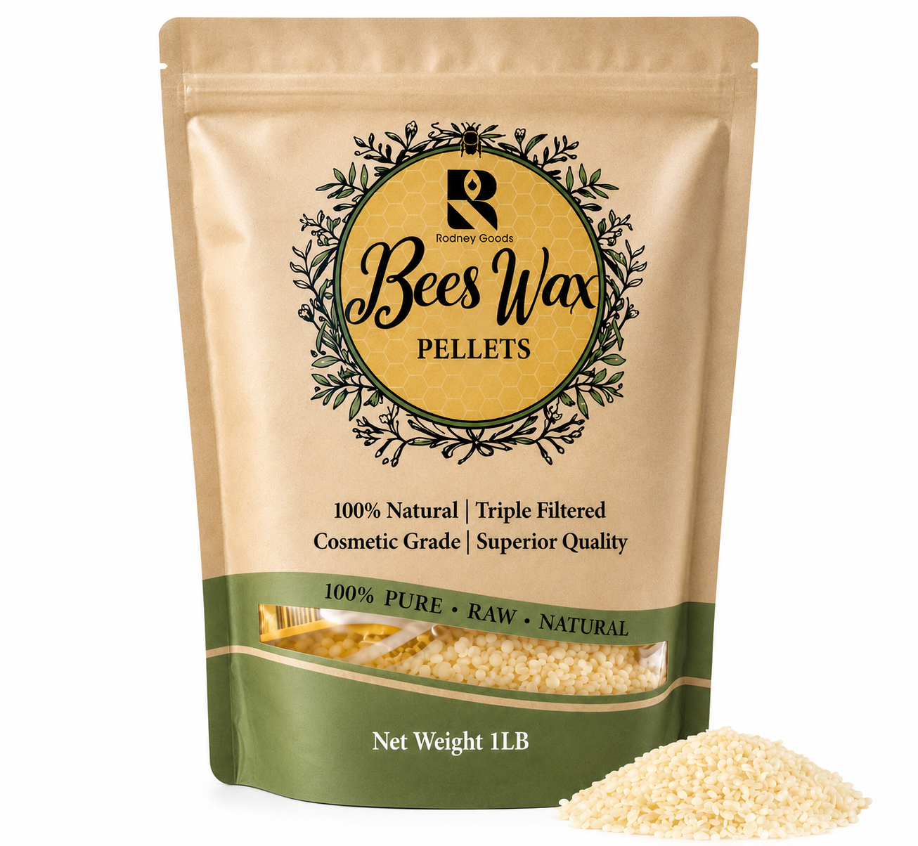 100% Natural Beeswax Pellets for Candle Making – Triple Filtered Pure Yellow Bees Wax (1 LB)
