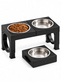 Adjustable Elevated Pet Feeding Station with 2 Stainless Steel Bowls – Raised Dog & Cat Food and Water Bowl Stand with Multiple Height Levels