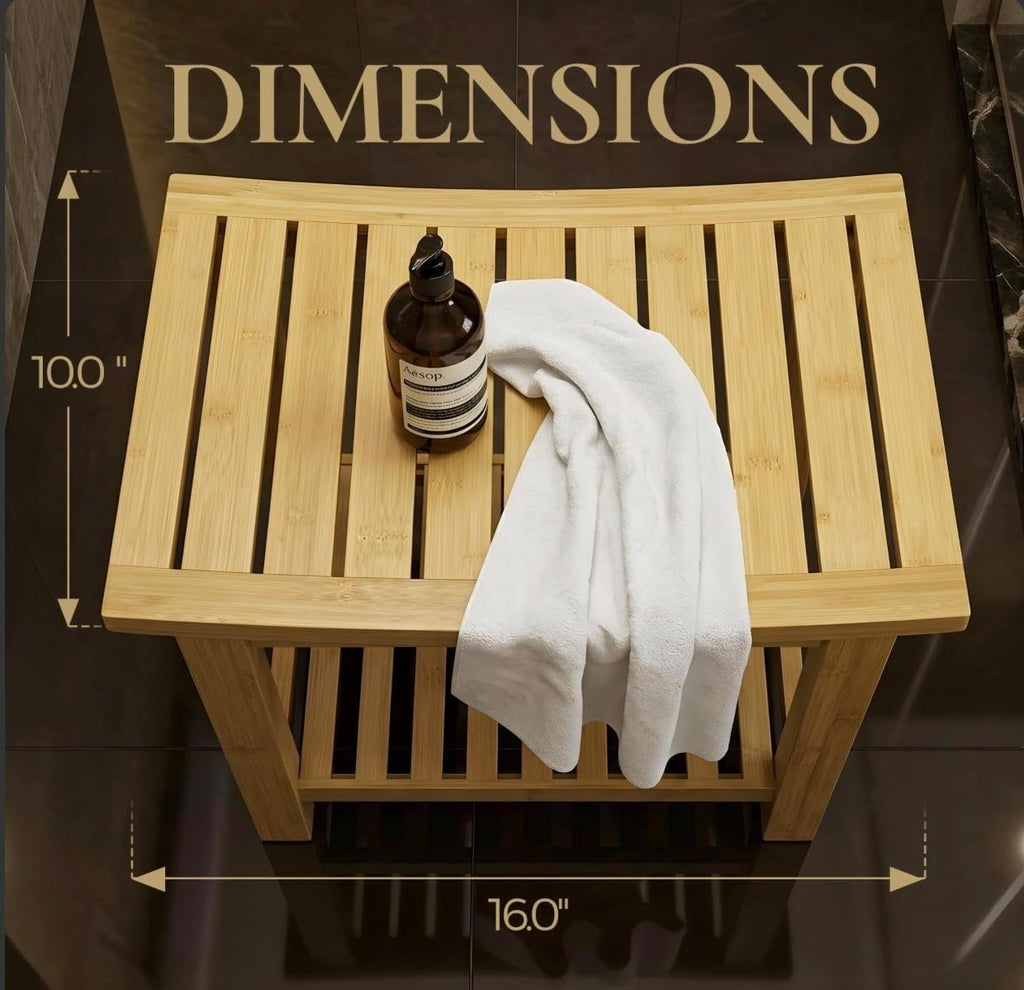 Natural Wood Finish, Eco-Friendly Small Bench for Bathroom, Bedroom, Entryway, or Spa – Durable, Lightweight & Stylish Seating or Step Stool