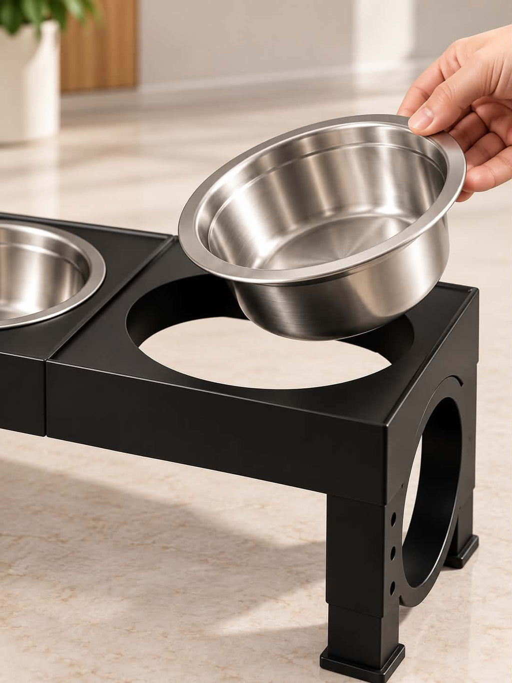 Adjustable Elevated Pet Feeding Station with 2 Stainless Steel Bowls – Raised Dog & Cat Food and Water Bowl Stand with Multiple Height Levels