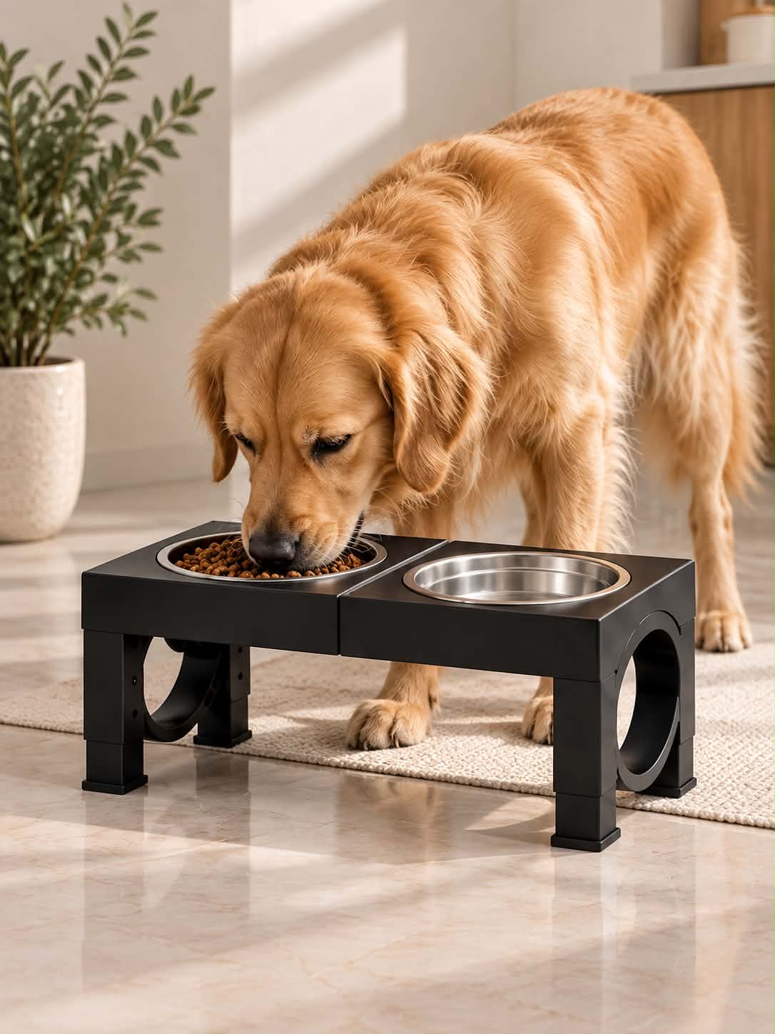 Adjustable Elevated Pet Feeding Station with 2 Stainless Steel Bowls – Raised Dog & Cat Food and Water Bowl Stand with Multiple Height Levels