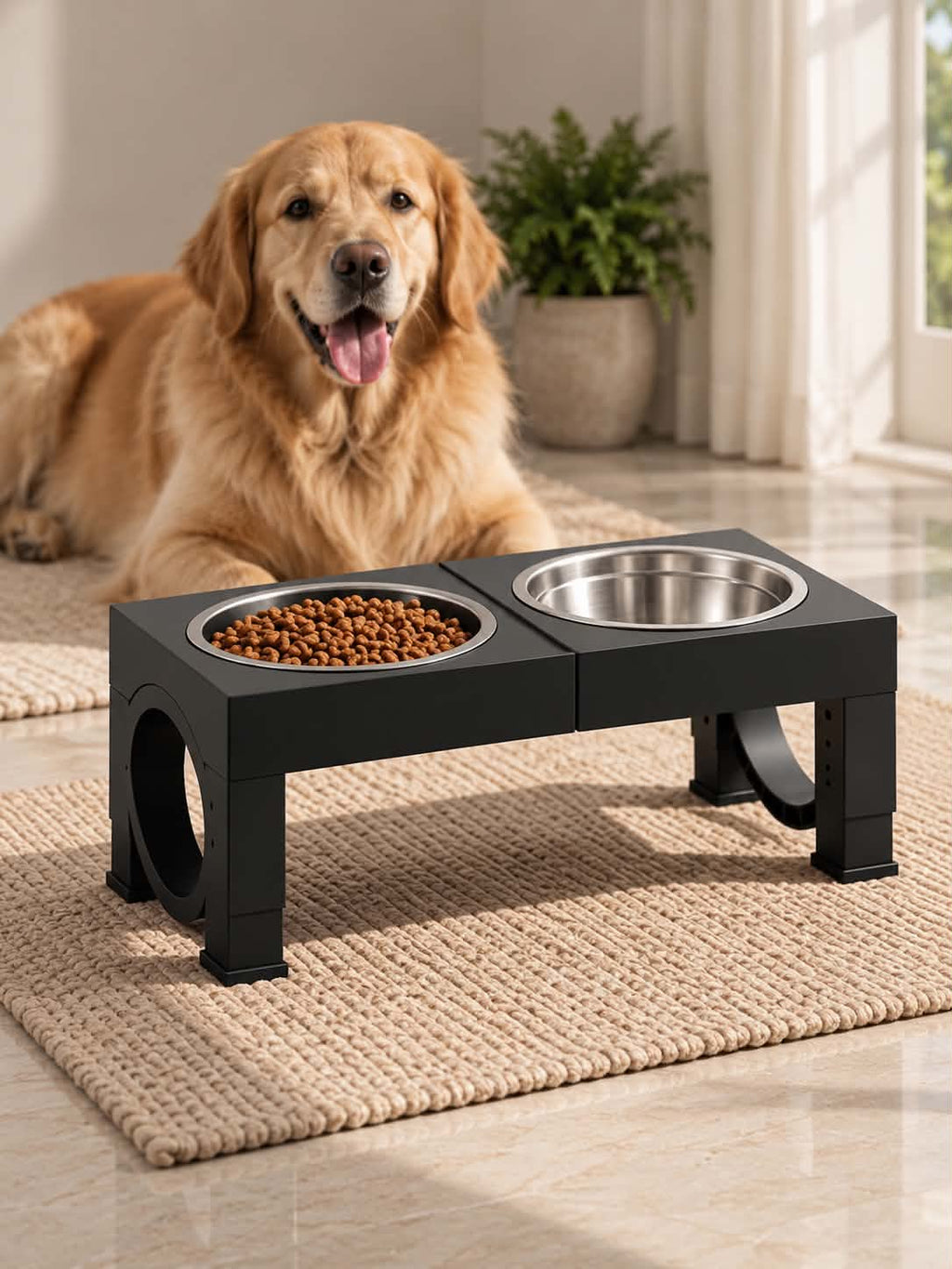 Adjustable Elevated Pet Feeding Station with 2 Stainless Steel Bowls – Raised Dog & Cat Food and Water Bowl Stand with Multiple Height Levels