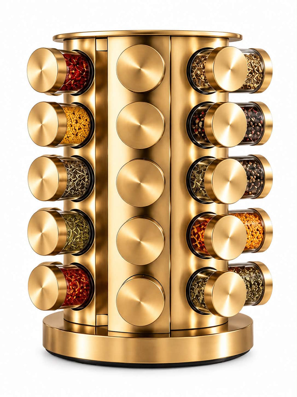 Rotating Stainless Steel Spice Rack – Multifunctional 360° Kitchen Seasoning Bottle Storage Organizer for Countertop, Modern Space-Saving Spice & Condiment Holder