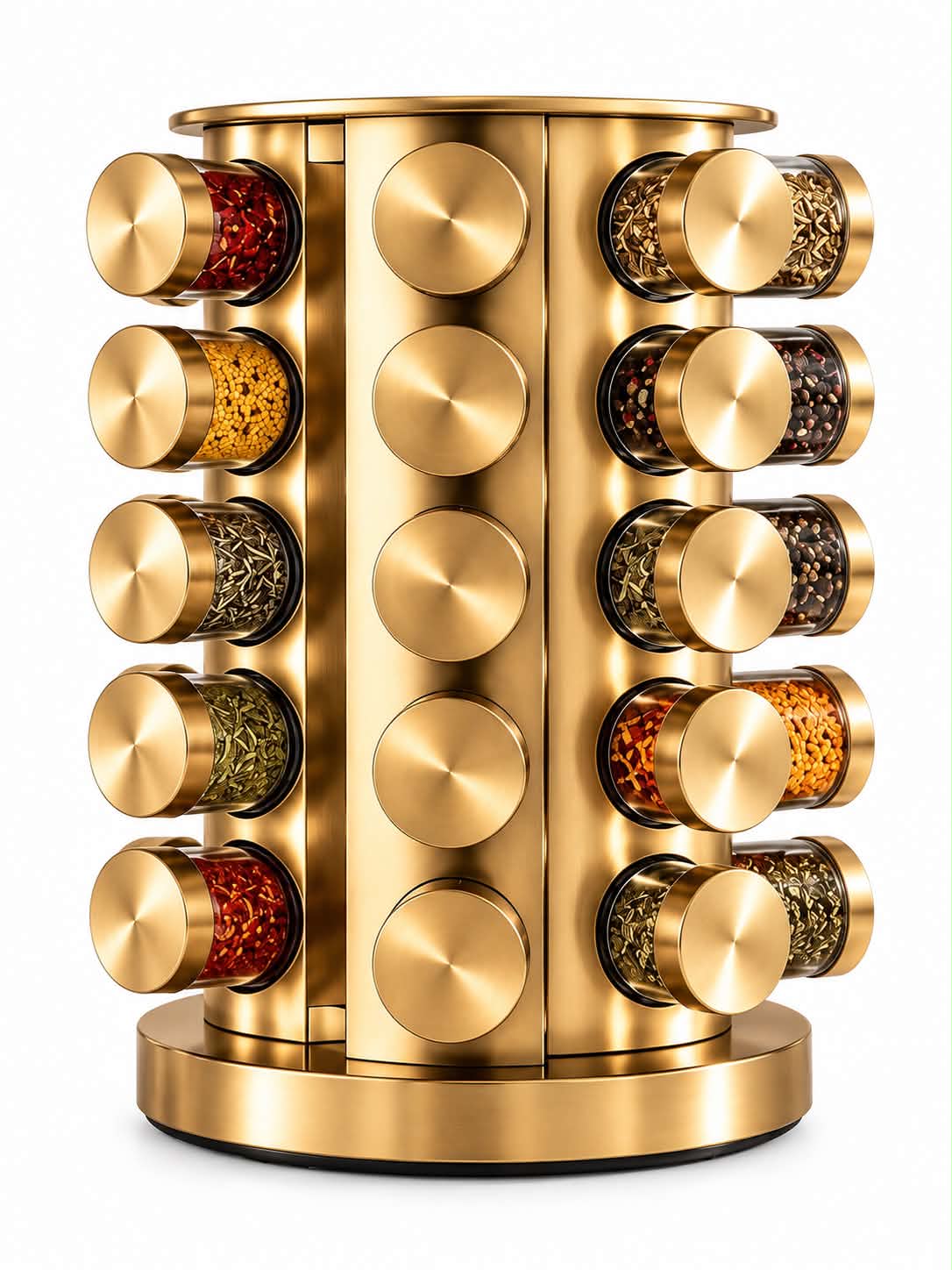 Rotating Stainless Steel Spice Rack – Multifunctional 360° Kitchen Seasoning Bottle Storage Organizer for Countertop, Modern Space-Saving Spice & Condiment Holder