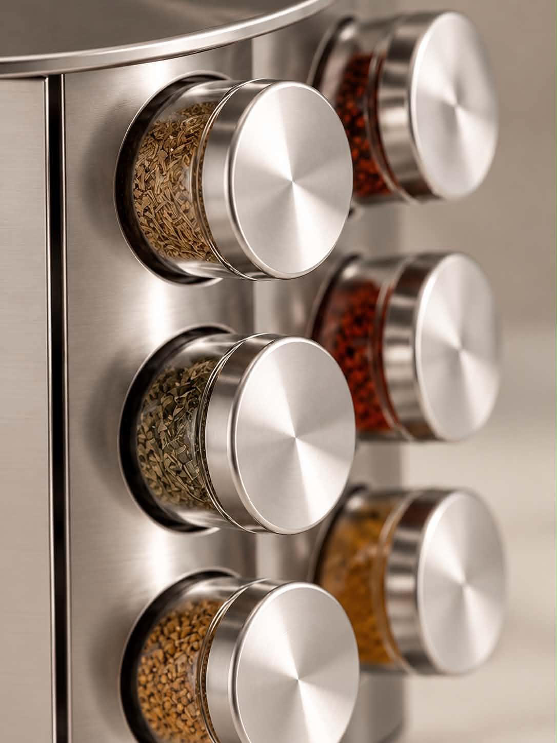 Rotating Stainless Steel Spice Rack – Multifunctional 360° Kitchen Seasoning Bottle Storage Organizer for Countertop, Modern Space-Saving Spice & Condiment Holder