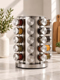 Rotating Stainless Steel Spice Rack – Multifunctional 360° Kitchen Seasoning Bottle Storage Organizer for Countertop, Modern Space-Saving Spice & Condiment Holder