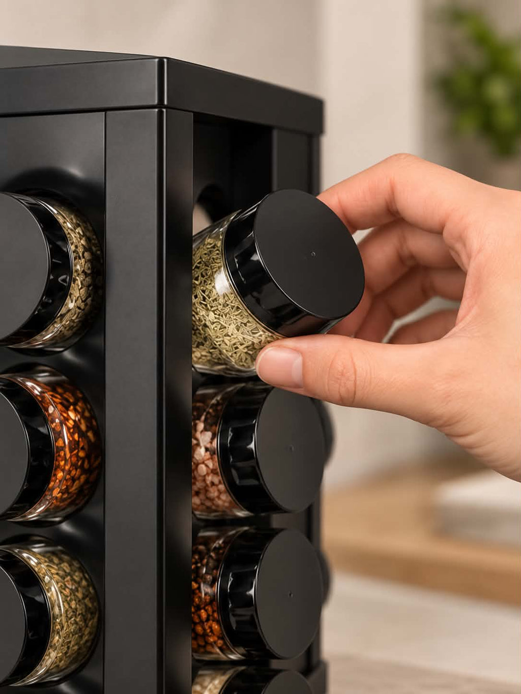 16-Piece Rotating Spice Rack – 360° Countertop Seasoning Jar Storage Organizer