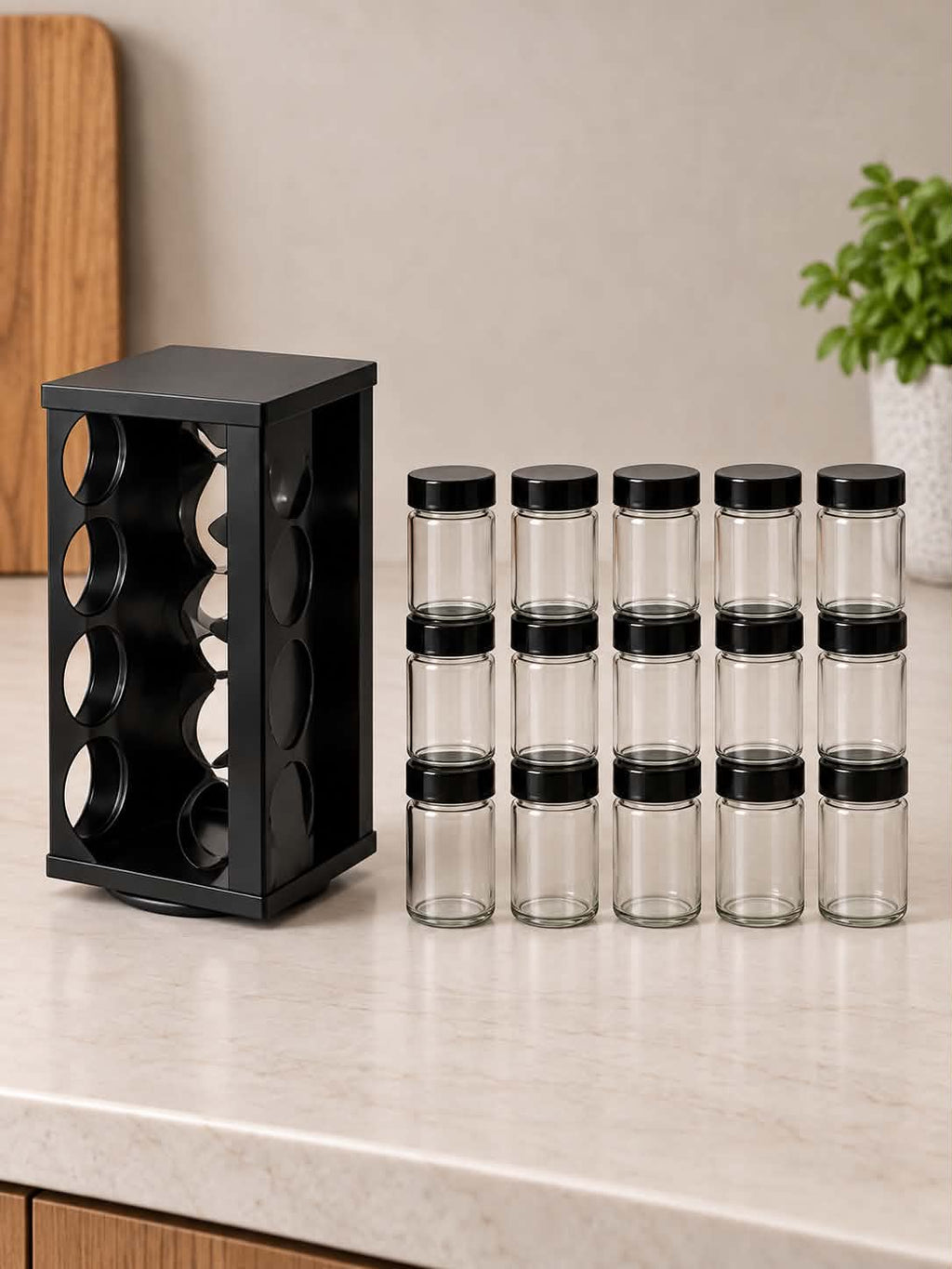 16-Piece Rotating Spice Rack – 360° Countertop Seasoning Jar Storage Organizer