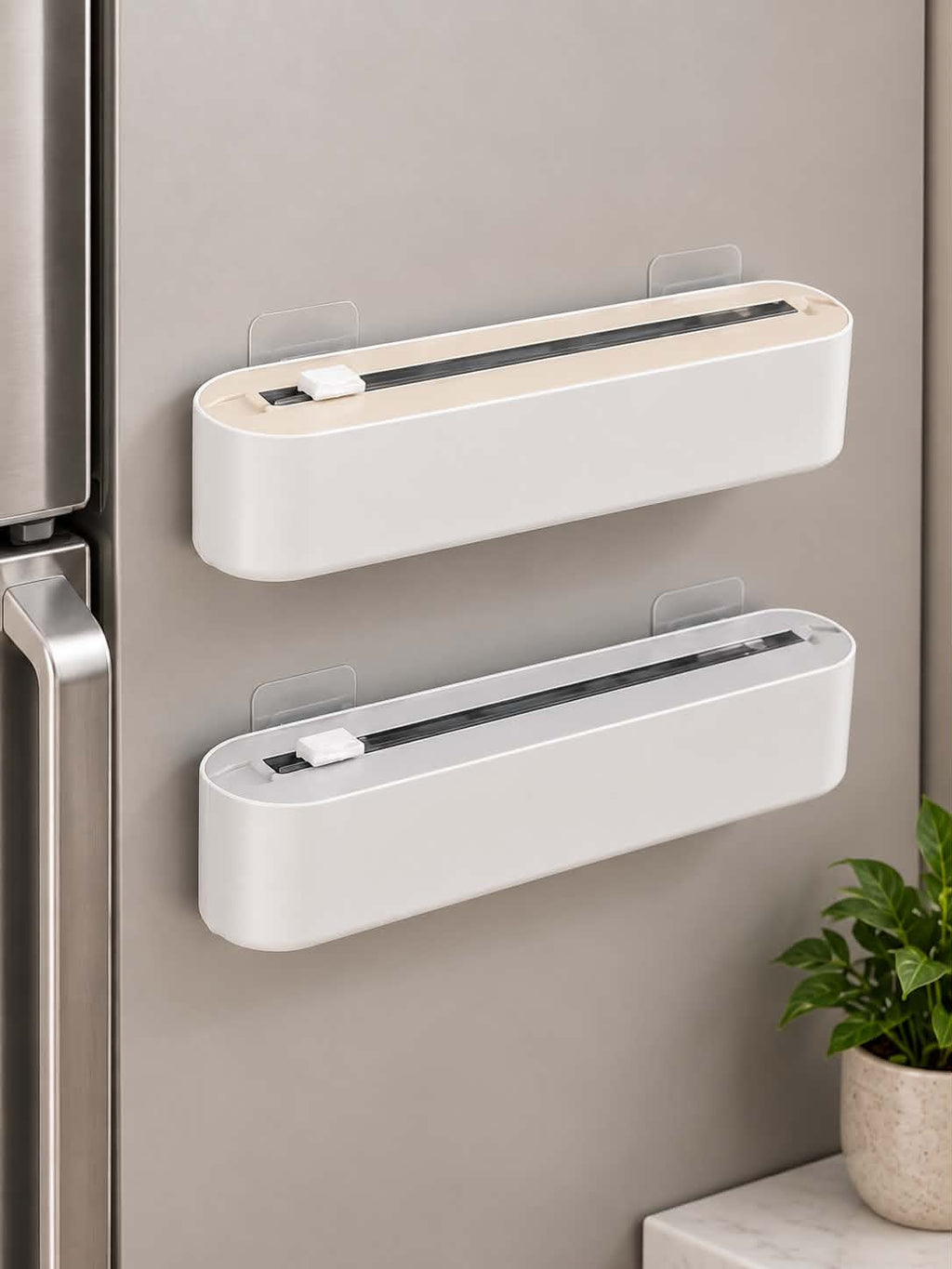 Plastic Wrap Cutter & Dispenser – Wall Mounted Kitchen Cling Film Storage and Food Wrap Organizer