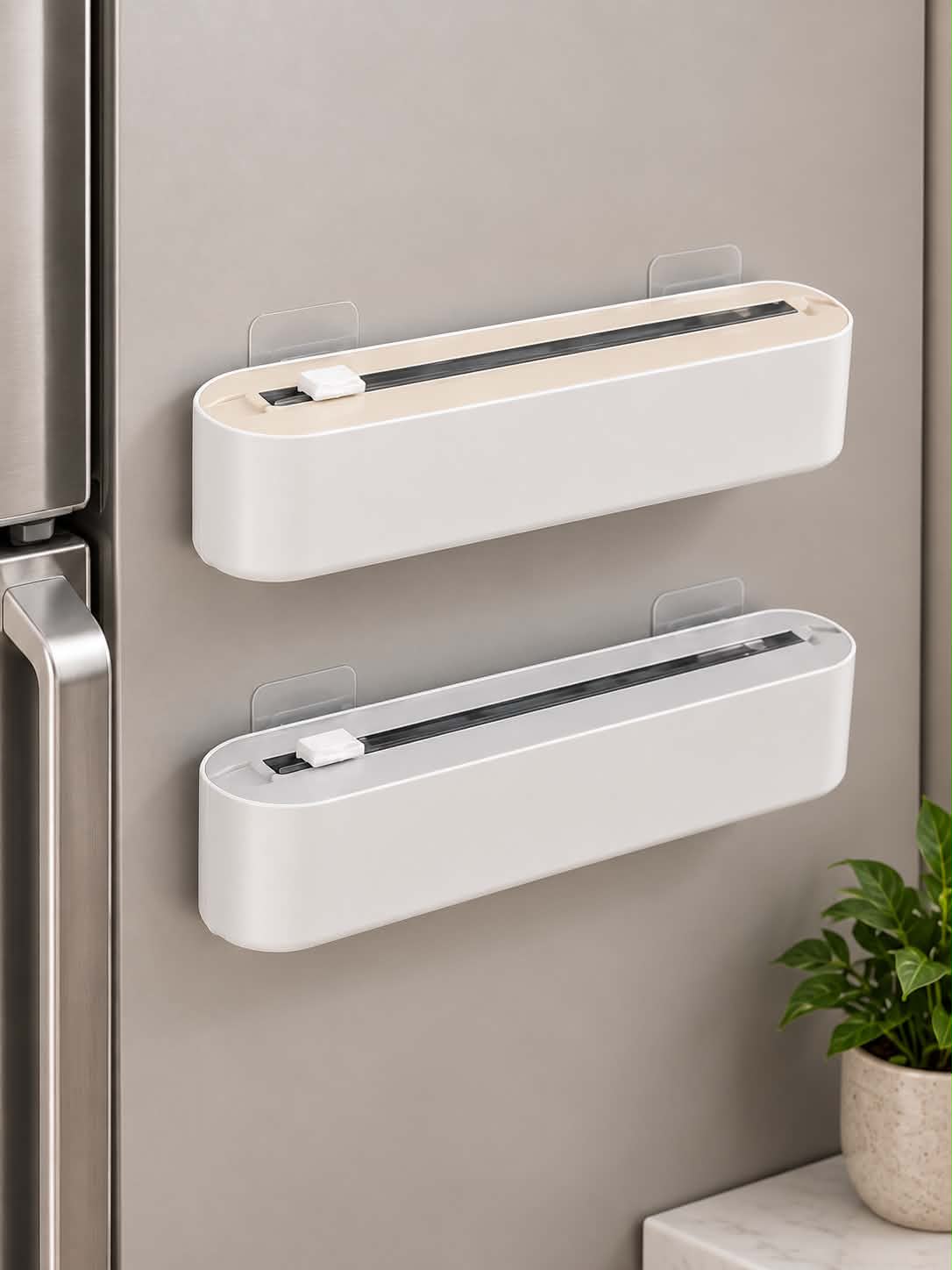 Plastic Wrap Cutter & Dispenser – Wall Mounted Kitchen Cling Film Storage and Food Wrap Organizer
