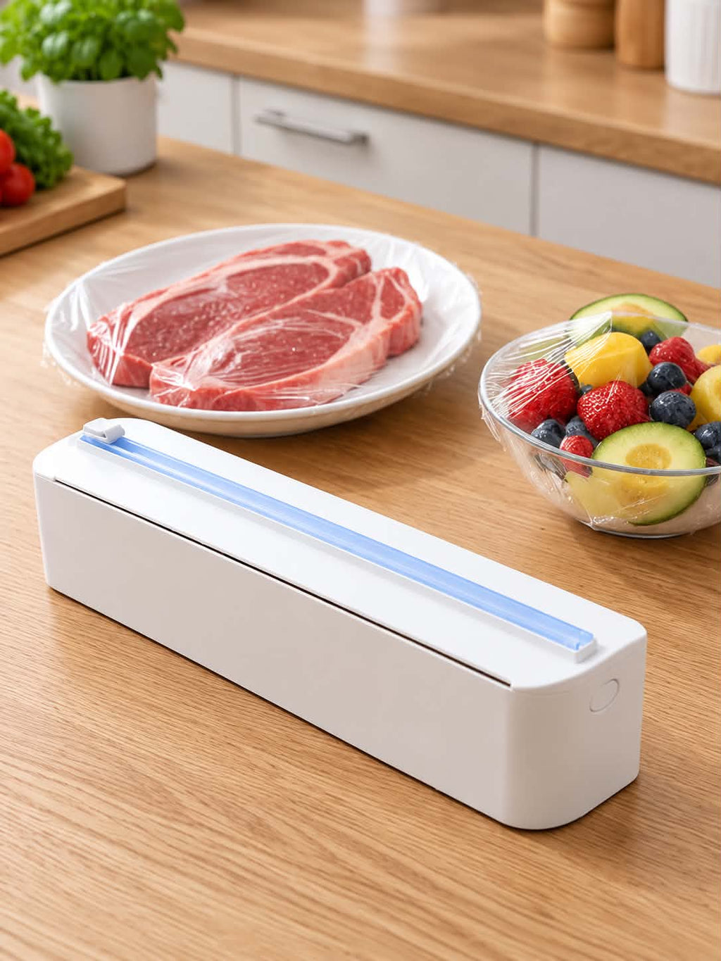 Plastic Wrap Cutter & Dispenser – Wall Mounted Kitchen Cling Film Storage and Food Wrap Organizer