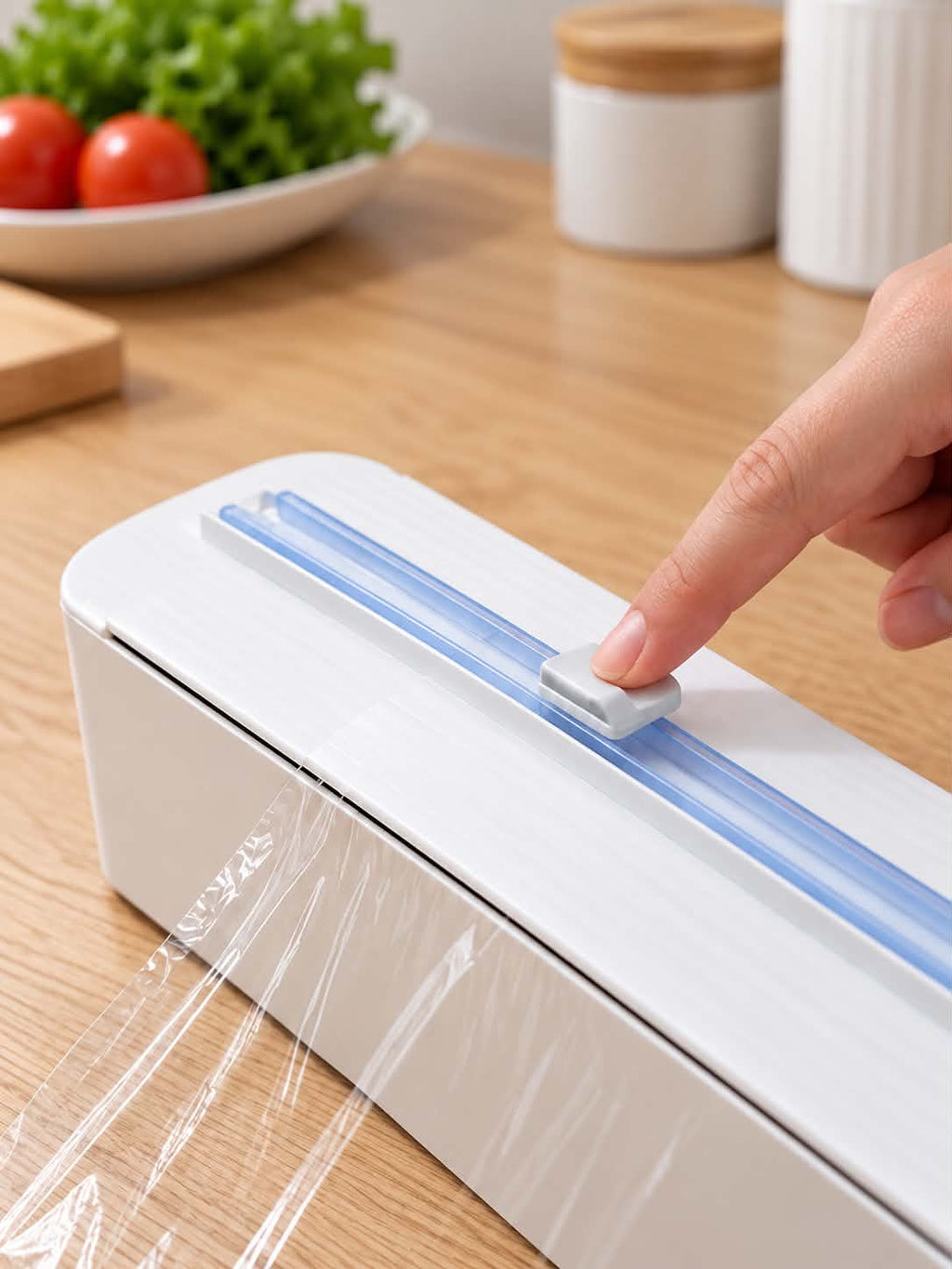 Plastic Wrap Cutter & Dispenser – Wall Mounted Kitchen Cling Film Storage and Food Wrap Organizer